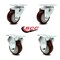 Service Caster 3 Inch Maroon Polyurethane Wheel Swivel Top Plate Caster Set with 2 Rigid SCC SCC-20S314-PPUB-MRN-TP2-2-R-2 - alternate 6
